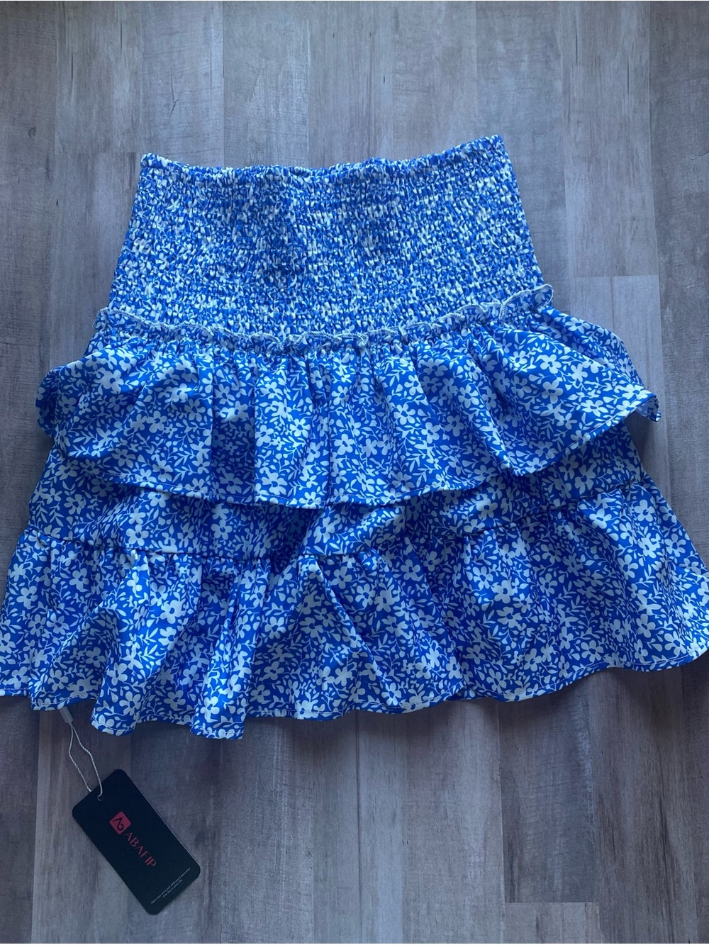 Z Supply Blue Floral Smocked Tiered Mini Skirt